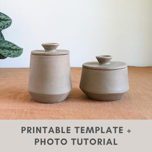 storage jar pottery template | slab building tutorial | box with lid | ceramic storage container | printable template | diy pottery