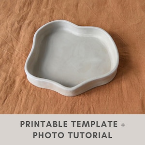 Organic plate pottery template | slab building | trinket dish | side serving dish | ceramic tools | printable template | easy diy plate