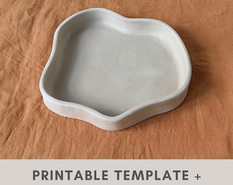 Organic plate pottery template | slab building | trinket dish | side serving dish | ceramic tools | printable template | easy diy plate