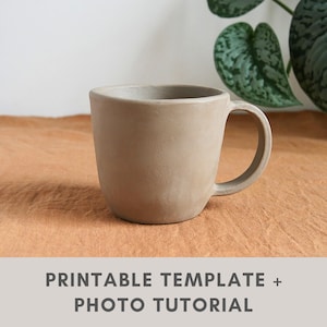 simple mug pottery template | slab building tutorial | easy tea and coffee ceramic cup | ceramic tools | printable template | diy pottery
