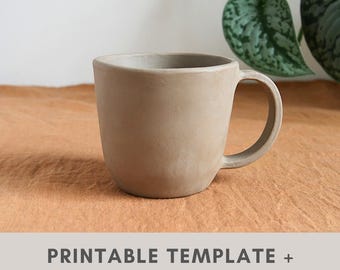 simple mug pottery template for slab building | printable ceramic template with photo tutorial to create an easy tea and coffee cup