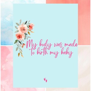 5 Birthing Affirmation Downloads – Positive Birth Quotes | Hypnobirthing Printable | Digital Pregnancy Affirmations