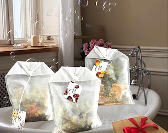 Relaxation Sachets with Dried Herbs & Salt | Natural Bath Tea Gift Set – , Tea bags for baths 4 pcs | Free USA Shipping | Original gift