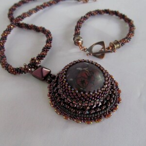 Bead Embroidery Necklace on Kumihimo Chain with Matching Bracelet image 2