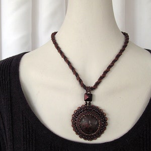 Bead Embroidery Necklace on Kumihimo Chain with Matching Bracelet image 1