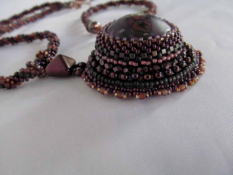 Bead Embroidery Necklace on Kumihimo Chain with Matching Bracelet image 4