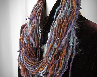 Purple Blue, and Rust Corespun Yarn