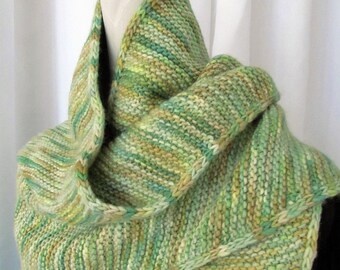 Green and Yellow Knitted Scarf