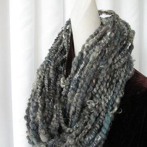 Blue and Gray Handspun Art Yarn