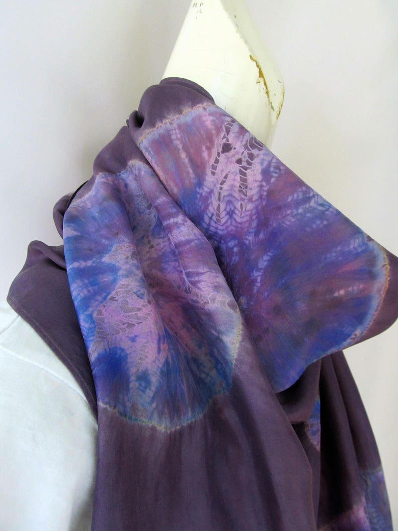 Purple - Tie & Dye Gajji Silk Shibori Stole 15