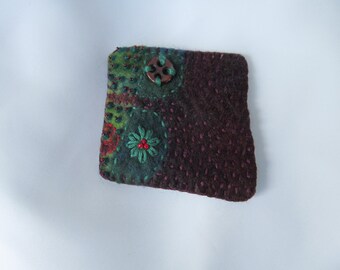 Stitched and Beaded Felt Brooch