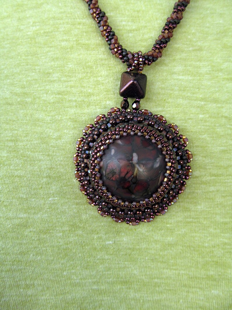 Bead Embroidery Necklace on Kumihimo Chain with Matching Bracelet image 7