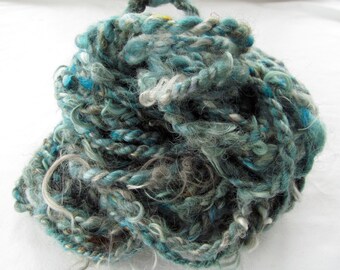 Teal and Gray Handspun Art Yarn