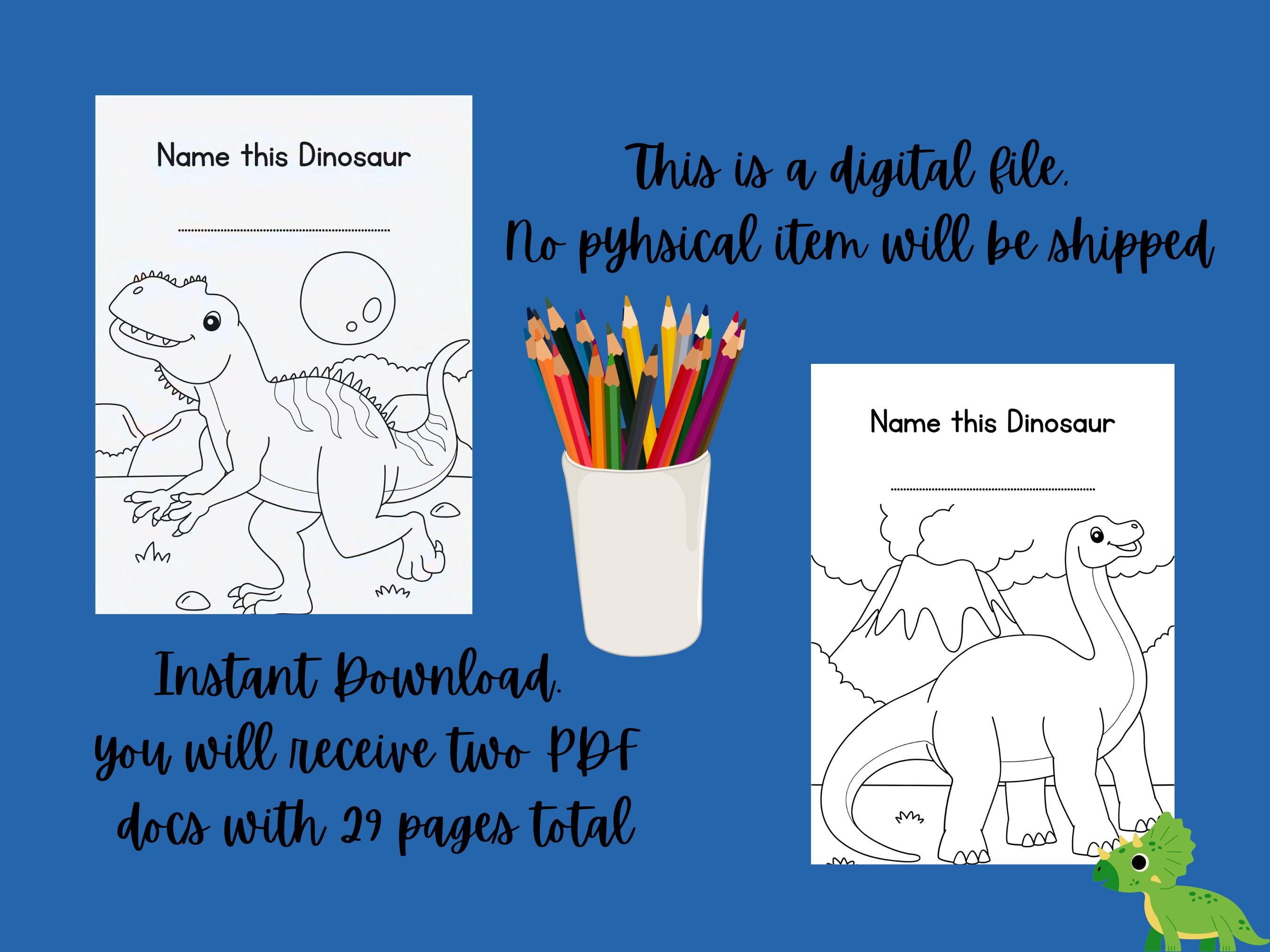 29 Dinosaur Coloring Pages | Instant Download | Printable Fun for Kids ...