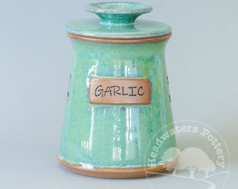 Garlic Jar, handmade stoneware garlic keeper