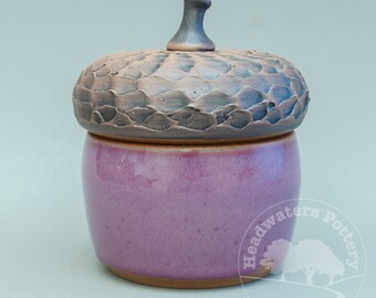 Stoneware Acorn Jar, sugar jar, salt cellar, butter dish, cosmetic jar (#11)