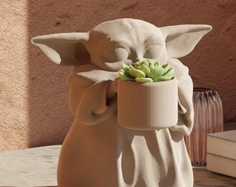 Grogu (Baby Yoda) plantenbak: 3D-geprint Star Wars-bureaudecor