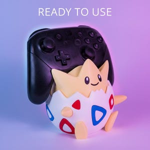 Togepi Controller Holder – Fully Assembled Pokémon Stand – PS5 Xbox Switch Controller Stand – Cute Gaming Desk Decor – Gamer Gift