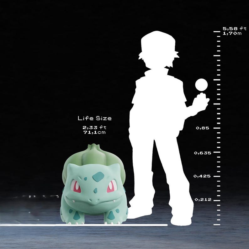 Life-size Bulbasaur Figure – 3D Printed Pokémon Statue – DIY Assembly ...