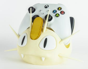 Meowth Pokémon-controllerstandaard – 3D-geprinte gamepadhouder voor Xbox – Kanto Decor Dock