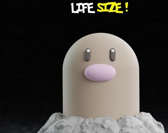 Taupiqueur / Diglett #050 Lebensgroße 3D gedruckte Figur - handgefertigtes Pokémon-Dekor - Sammlermodell