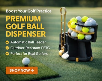 Outdoor Golf Ball Dispenser – Automatic PETG Holder with Adjustable Stand – Golf Practice Tool