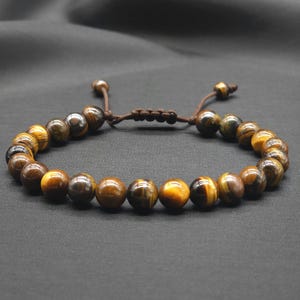 Natural Brown Tiger Eye Bracelet-Men&#39;s Healing Stone Bracelet