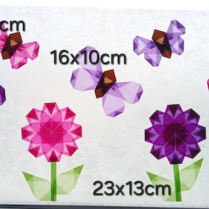 Schmetterlinge und Blumen  aus Transparentpapier Sommerdeko Fensterbild