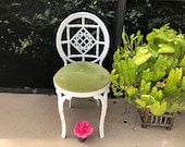 FAUX BAMBOO METAL Chair Hollywood Regency Faux Bamboo Iron Fretwork Chair Chippendale Mid Century Modern Style at Retro Daisy Girl