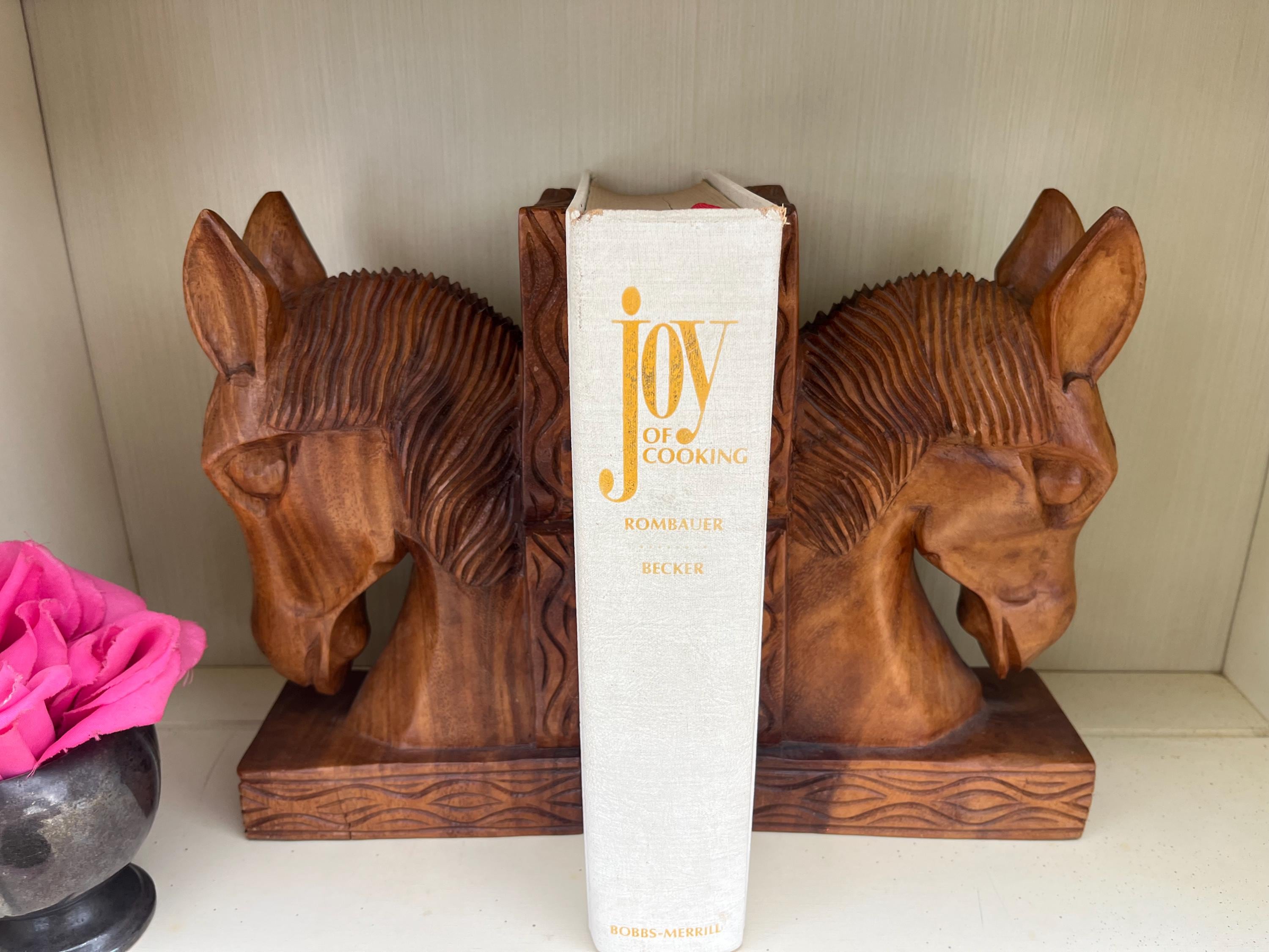 VINTAGE HORSE BOOKENDS a Pair Hand Carved Wooden Folk Art - Etsy