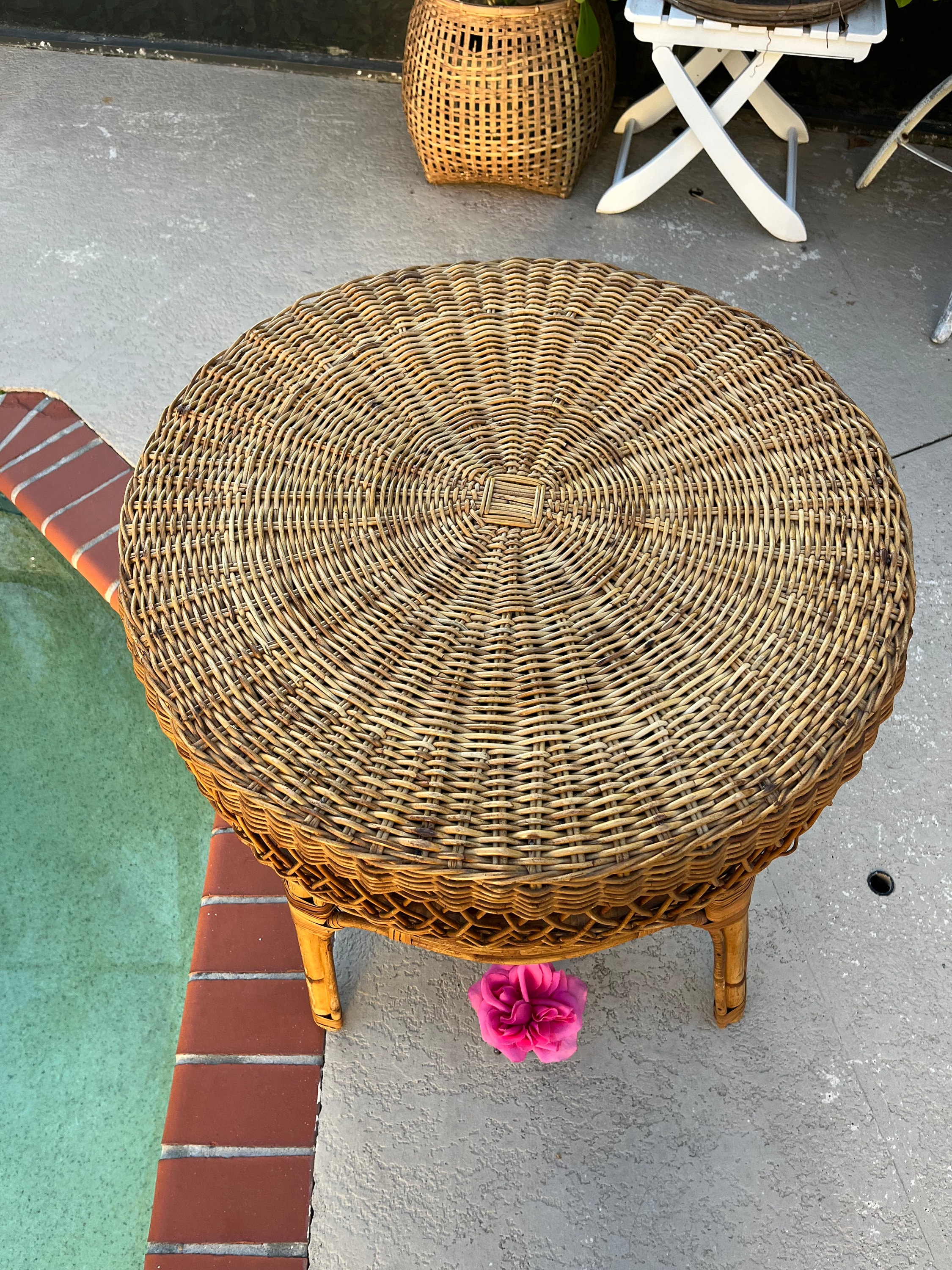 サイドテーブル・ナイトテーブル・ローテーブル Vintage Bamboo Rattan Round Side Table 61x-skR0NNL._UF894,1000_QL80_.jpg