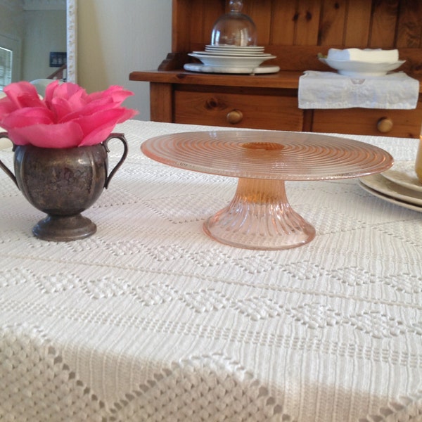 Reserved for B. Smith...pink Depression Glass Cake Stand Cottage Shabby Chic at Retro Daisy Girl