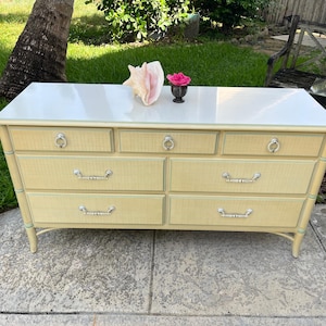 THOMASVILLE FAUX BAMBOO Dresser Chinoiserie 7 Drawer Dresser, Nursery, Credenza Palm Beach Coastal Faux Bamboo Dresser Retro Daisy Girl