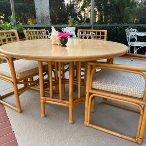 Boho Dining Table by O asian Designs 1970s Mid Century Ho Fong Style Rattan Dining Table Etsy Ireland