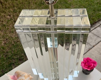 Vintage Karl Springer Style Lucite Lamp, Hollywood Regency Finial