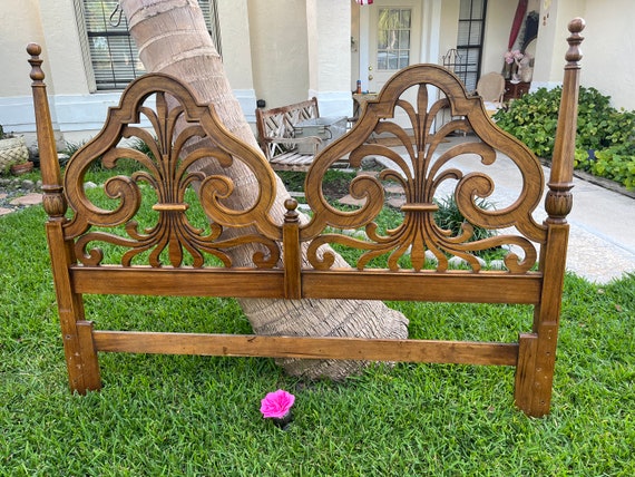Wood scroll headboard deals