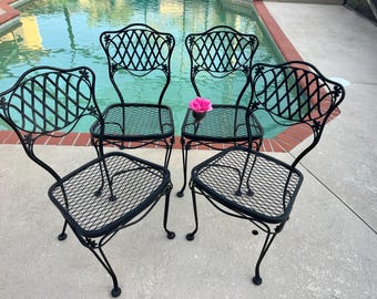 Vintage Woodard Florentine Wrought Iron Patio Dining Chairs…set of 4 Russel Woodard patio chairs, Cottage Shabby Chic Romantic style chairs