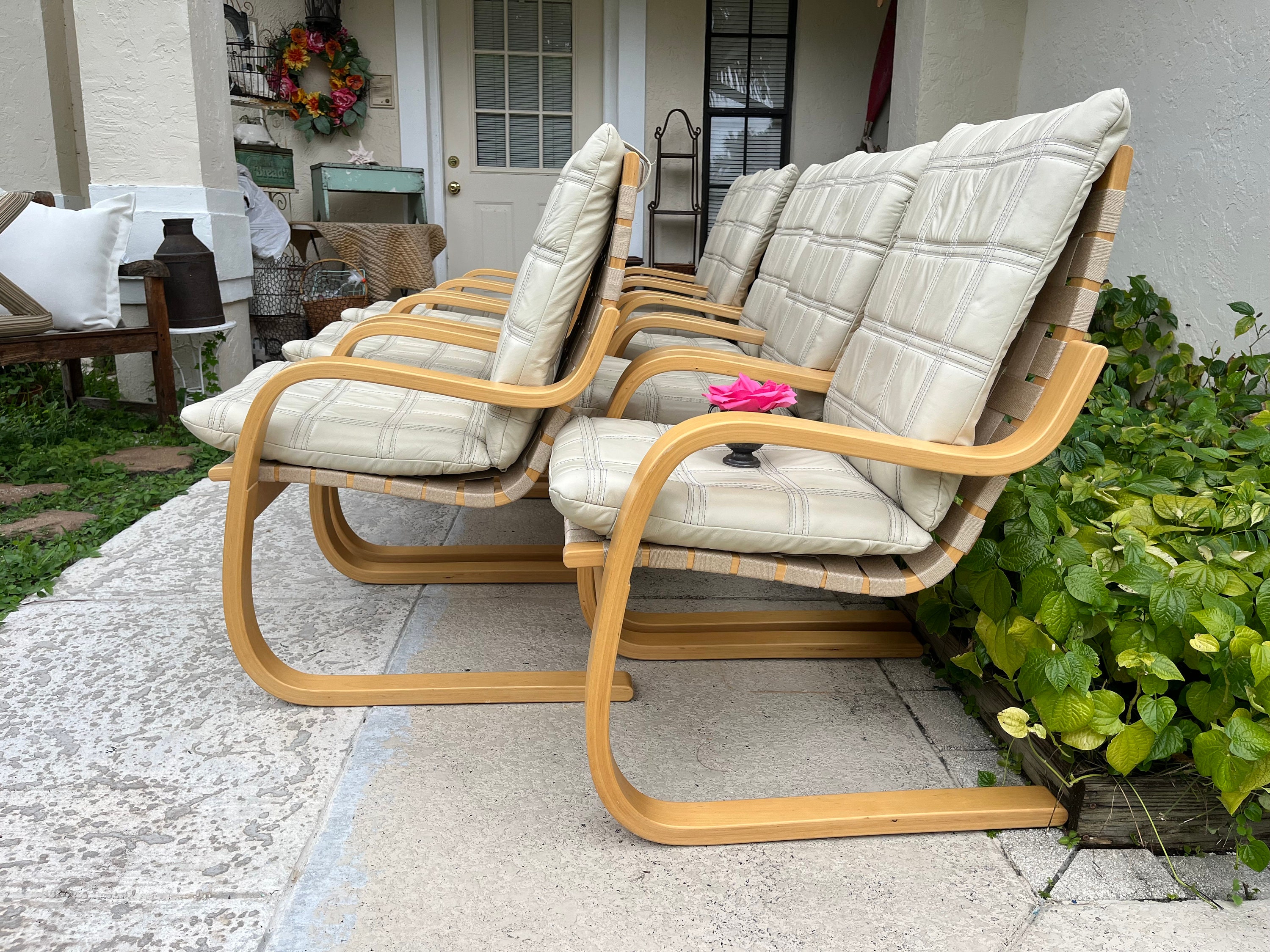 ARTEK Alvar Aalto Lounge Chair Model 406, Birch & Woven Straps