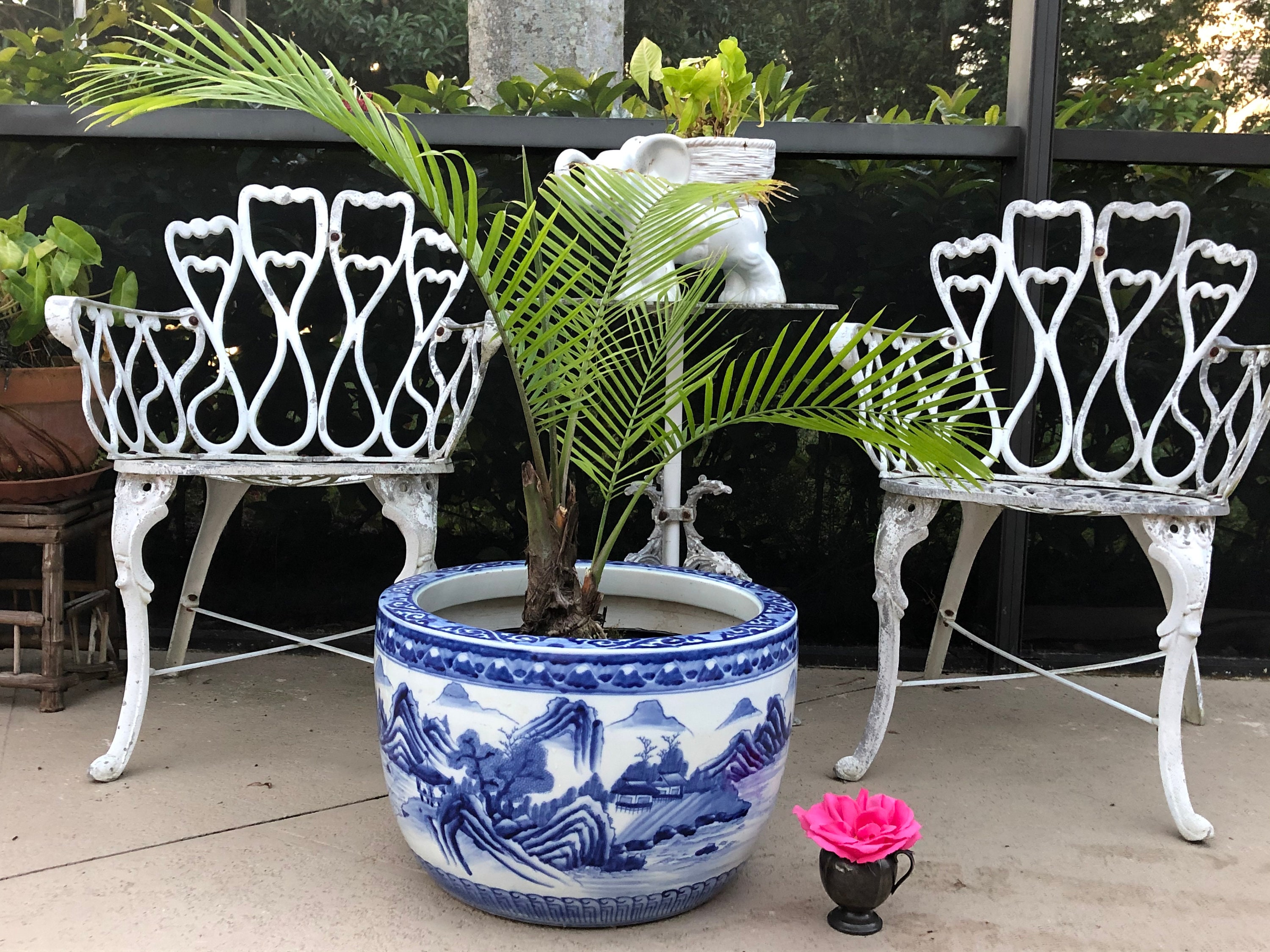 Blue & White Ceramic Planter - Extra Large