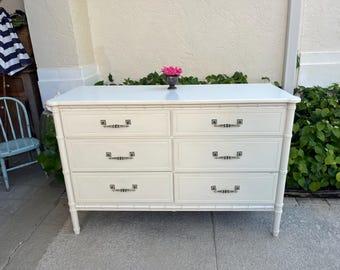 Henry Link Whitewashed Wicker Tall Chest – Vintage Coastal Dresser