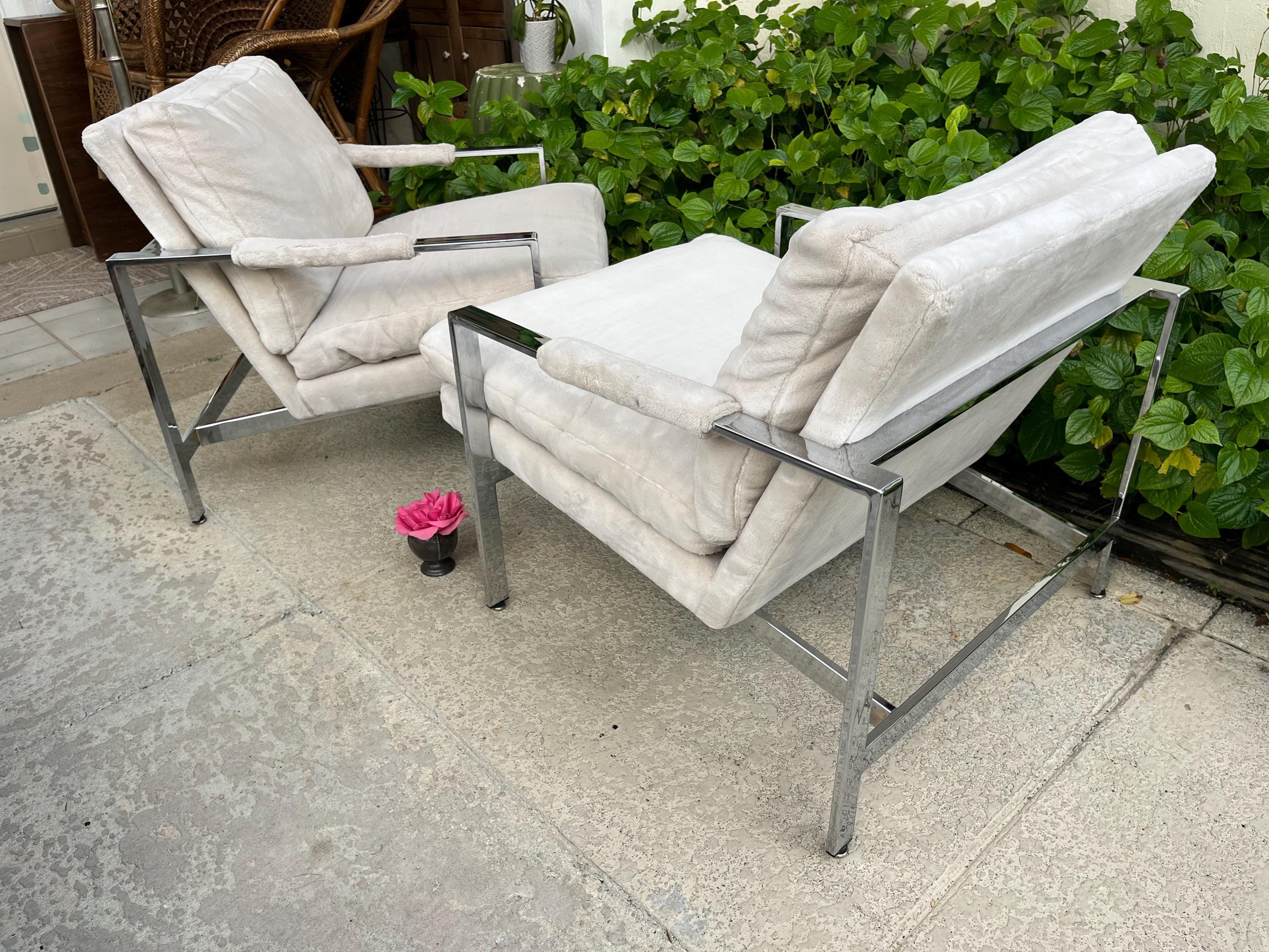 1970s Pair of Milo Baughman for Thayer Coggin Chrome Lounge Chairs