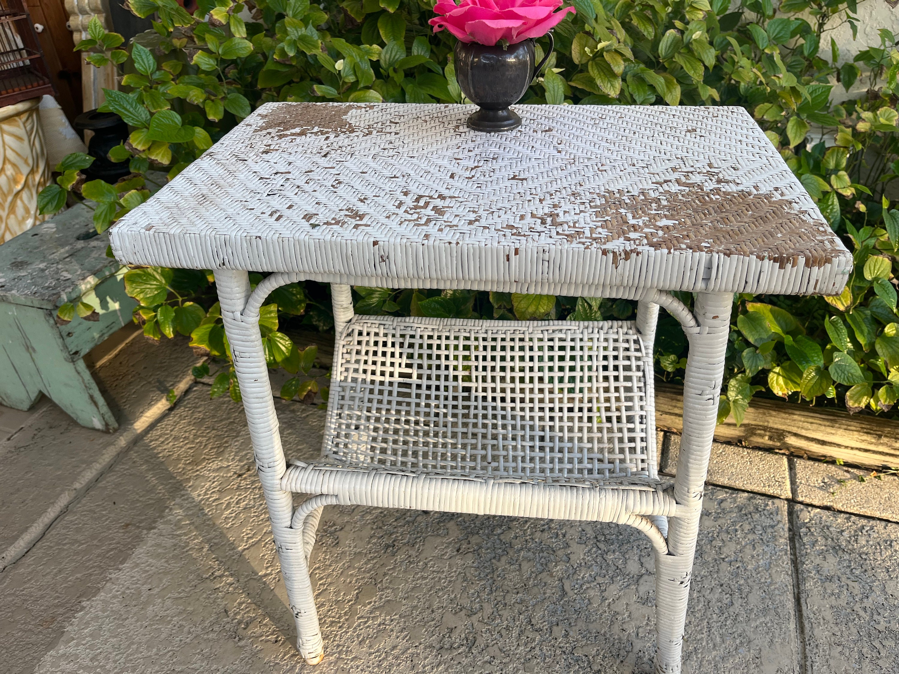 White wicker tables hot sale