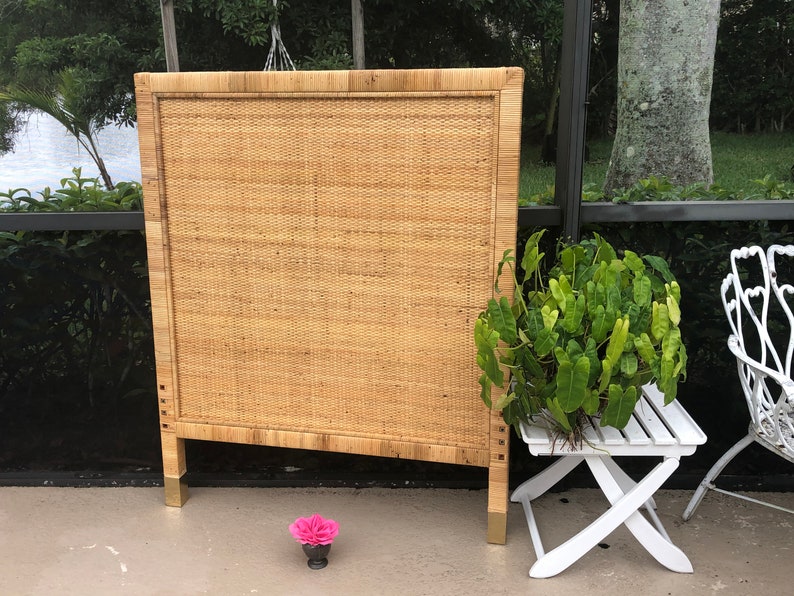 TALL RATTAN HEADBOARD 53” tall x 42” Wrapped Twin Headboard / Natural Rattan Headboard / Bohemian Island Style  Style at Retro Daisy Girl 