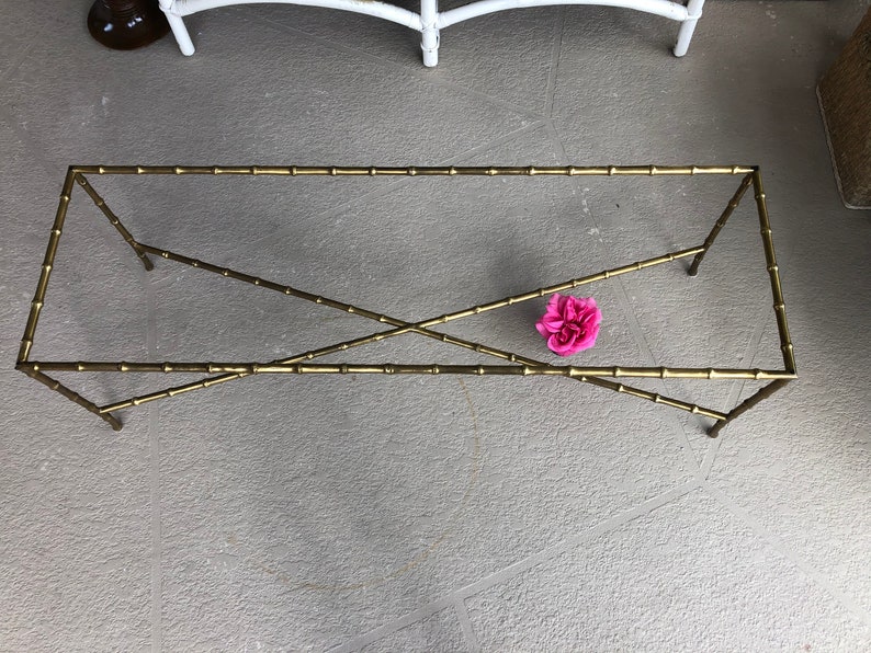 Faux bamboo solid brass coffee table, Maison Bagues style faux bamboo table Bild 9