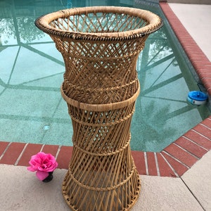 Wicker Plant Stand Cachepot Jardiniere Planter, Rattan Plant Stand, Boho plant stand image 9