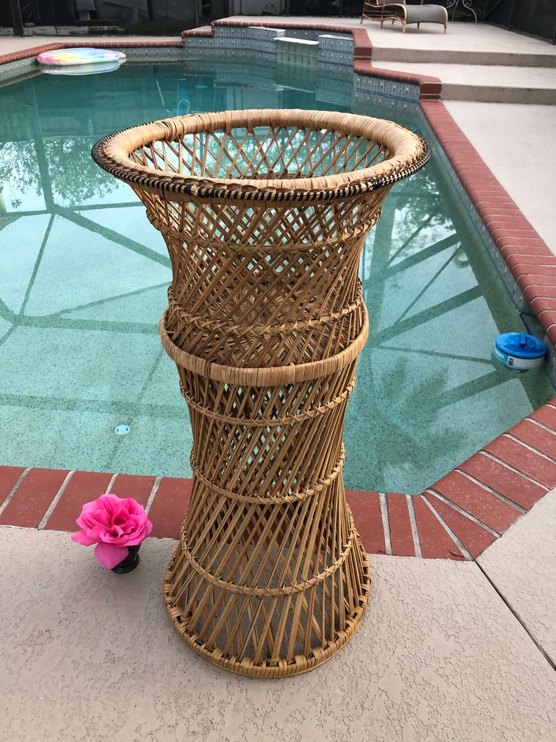 Wicker Plant Stand Cachepot Jardiniere Planter, Rattan Plant Stand, Boho plant stand image 9