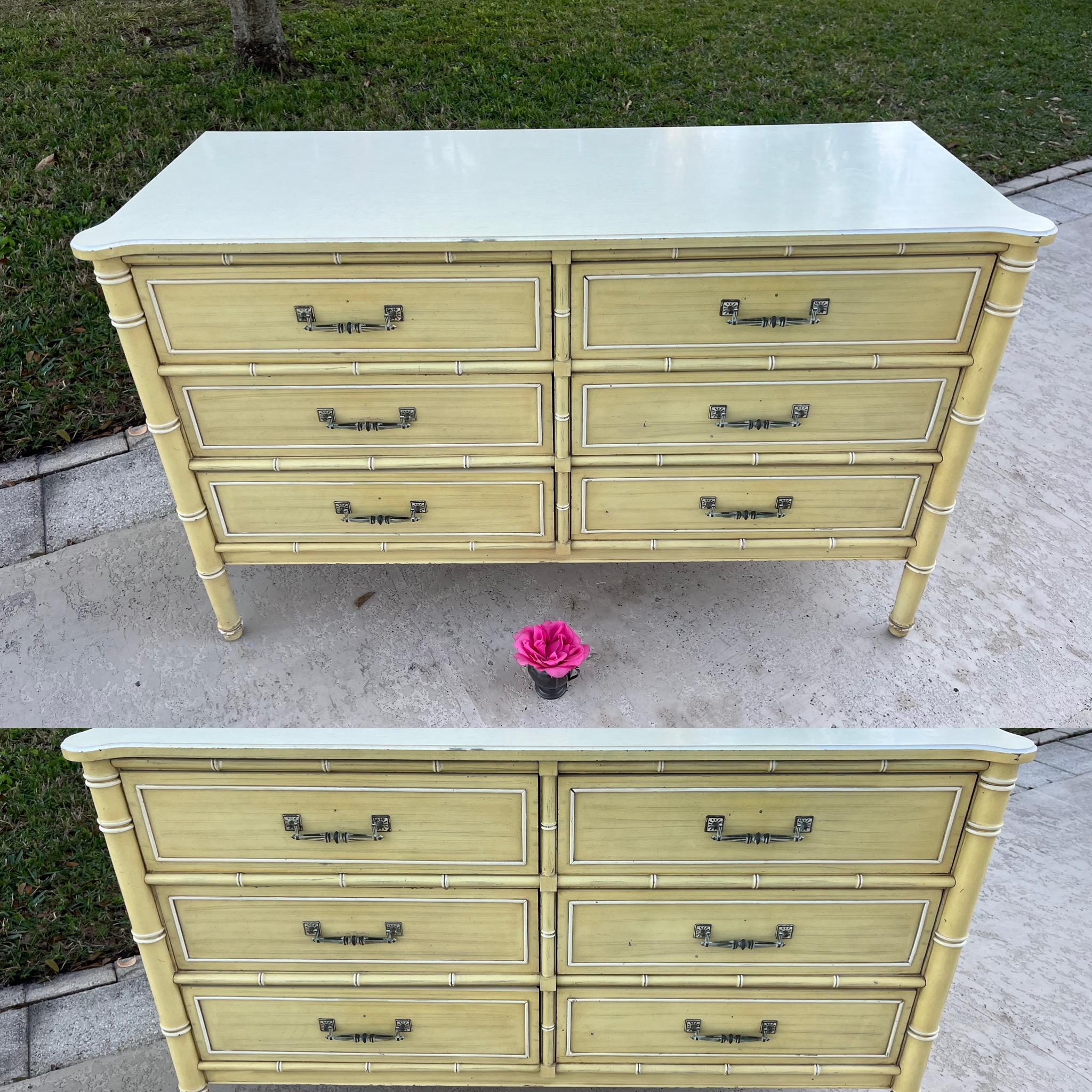 HENRY LINK BALI Hai Double Faux Bamboo 6 Drawer Dresser, Coastal
