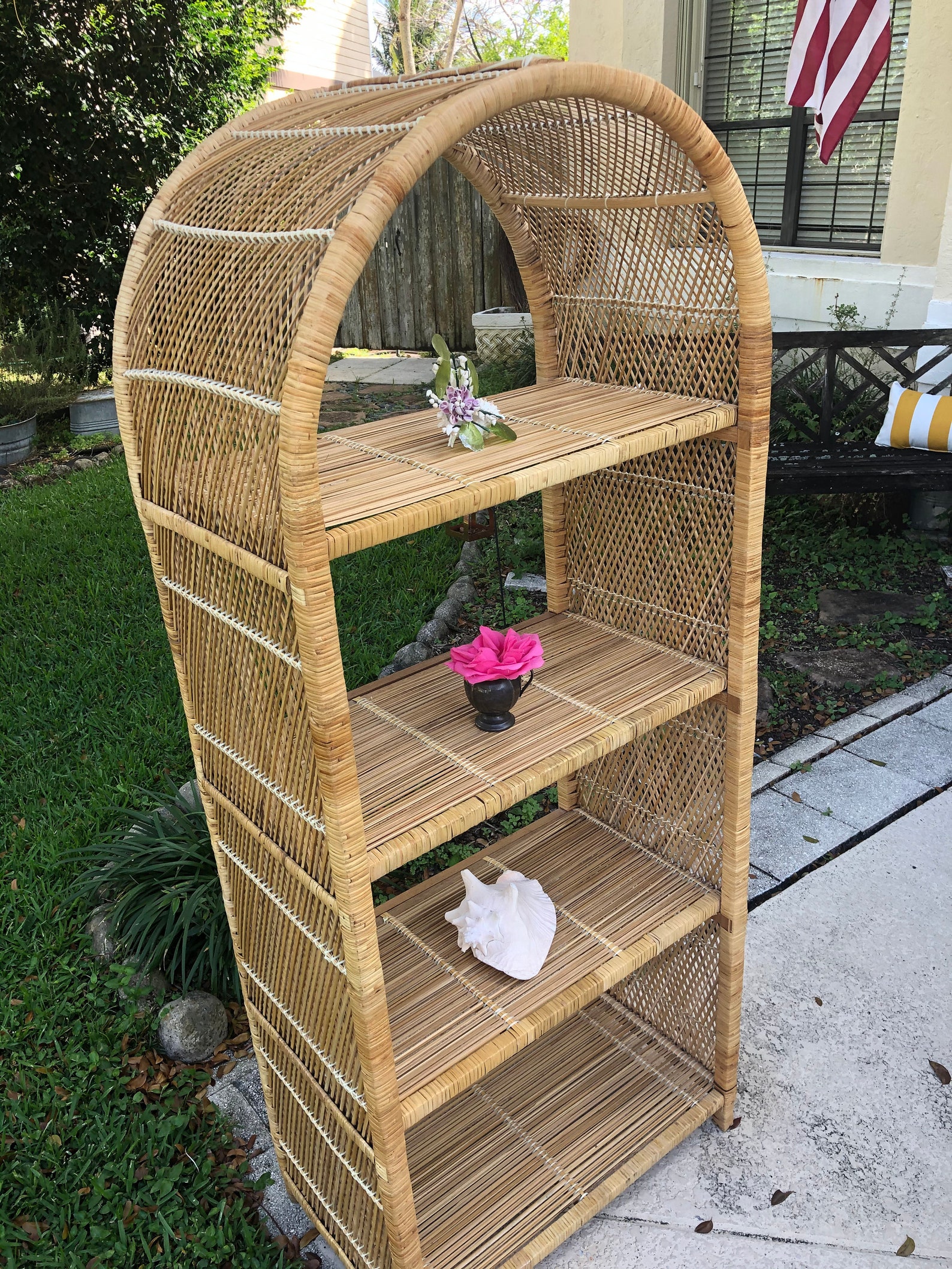 RATTAN ETAGERE Island Style Rattan Wicker Etagere / Bohemian Etsy UK