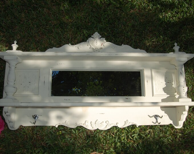 Vintage Shabby Chic Mantel Shelf With Mirror Cottage Style at Etsy