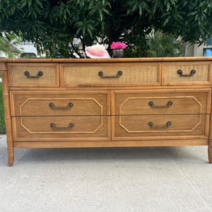 Faux Bamboo Natural Dresser 7 Drawers Coastal BROYHILL Faux Bamboo Dresser Natural Faux Bamboo Dresser Etsy